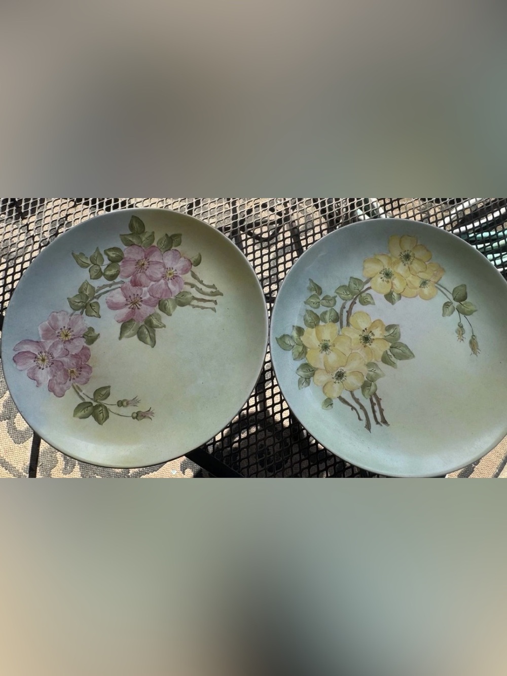 2 Beautiful Crown Potteries " 10" Dinner Plates Floral Pattern" Vintage 1950’s
